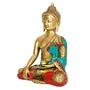 BUDDHA TIBETAN RELIGIOUS GOODS Large Ashtamangal Buddha Brass Statue Gemstone Work Bhumisparsha Buddhism Idol Feng Shui Showpiece 8 Inch, 4 image