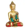 BUDDHA TIBETAN RELIGIOUS GOODS Large Ashtamangal Buddha Brass Statue Gemstone Work Bhumisparsha Buddhism Idol Feng Shui Showpiece 8 Inch, 3 image