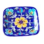 JAIPUR BLUE POTTERY Ceramic Quartz Designer Handmade Pasta/Burger/Maggi Plate 5 Inch (12 cm x 12 cm x 3 cm), 6 image