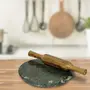 RAJASTHANI PUPPETS Marble Chakla/Rolling Pin Board/Roti Phulka Chapati Maker/Belan/Rolling Pin for Kitchen (Combo of Green Chakla 10 Inch & Wood Belan), 8 image