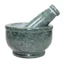 RAJASTHANI PUPPETS Green Marble Imam Dasta/Mortar and Pestle Set/Ohkli Musal/Kharal/Idi Kallu/Khal Musal/Khalbatta/Spice Grinder-4 Inches, 6 image