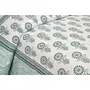 RAJASTHANI PUPPETS Oblique Decoration Green Cotton Double Bedsheet Cotton Fabric, 3 image