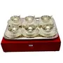 RAJASTHANI METAL HANDICRAFTSSilver Plated Unique Gifting Tea Cup and Saucer with Velvet Box-(6 Cups 6 Saucer and 1 Tray), 2 image