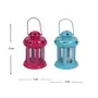 RAJASTHANI METAL HANDICRAFTSDecorative Iron Lantern with Tea Light Candle for Home or Office Decoration (Set of 2 - Sky Blue & Pink), 3 image