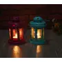 RAJASTHANI METAL HANDICRAFTSDecorative Iron Lantern with Tea Light Candle for Home or Office Decoration (Set of 2 - Sky Blue & Pink), 5 image