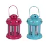RAJASTHANI METAL HANDICRAFTSDecorative Iron Lantern with Tea Light Candle for Home or Office Decoration (Set of 2 - Sky Blue & Pink), 4 image