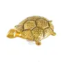 RAJASTHANI METAL HANDICRAFTS Gold Plated Kachua Plate Feng Shui Tortoise On Plate Metal Turtle Gift for Decoration (16x16CM), 2 image