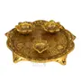 RAJASTHANI METAL HANDICRAFTSAluminium Handcrafted Pooja Thali with 3 Piece Diya Set for Diwali Puja and Office Temple Meenakari Home Decorative Items for Best Gifts Gold Pack of 1, 5 image