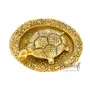 RAJASTHANI METAL HANDICRAFTS Gold Plated Kachua Plate Feng Shui Tortoise On Plate Metal Turtle Gift for Decoration (16x16CM), 4 image