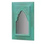 WOOD CRAFTS OF RAJASTHAN Vintage Carved Minaret Mirror (Teal), 3 image
