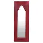 WOOD CRAFTS OF RAJASTHAN Minaret Vintage Distressed Wooden Mirror Frame (Red), 3 image