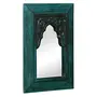 WOOD CRAFTS OF RAJASTHAN Vintage Carved Minaret Mirror (Green), 4 image