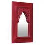 WOOD CRAFTS OF RAJASTHAN Vintage Carved Minaret Mirror (Red), 5 image