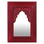 WOOD CRAFTS OF RAJASTHAN Vintage Carved Minaret Mirror (Red), 3 image