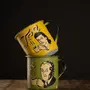 WOOD CRAFTS OF RAJASTHAN Painted Vintage Enamel Mugs - Yellow & Green - Set of 2, 2 image