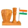 WOOD CRAFTS OF RAJASTHAN Wooden Pen Stand with Ashoka stambh and Flag || Gift For Clients Customers Family & Friends Home Office Teachers Gift Thank You Gift House Warming New Year Promotion., 4 image