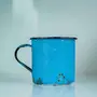 WOOD CRAFTS OF RAJASTHAN Painted Vintage Enamel Mugs Blue & Yellow Set of 2, 5 image