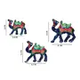 WOOD CRAFTS OF RAJASTHAN Paper Mache Handcrafted Decorative Camel Showpiece Idols Set of 3 (Maroon-Blue), 3 image