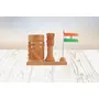 WOOD CRAFTS OF RAJASTHAN Wooden Rupee Pen Stand with Ashok Stambha & Indian Flag || Gift For Family & Friends Home Office Teachers Gift Thank You Gift House Warming New Year Promotion., 2 image