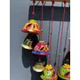 WOOD CRAFTS OF RAJASTHAN Wind Chime for Home Home Cotton Door Hanging Wooden Rajasthani Colored Bells Design Handicraft Hand Painted Wooden Wind Chimes Multicolor Wall Dcor (Latkan) for Balcony and Room, 6 image