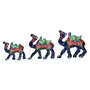 WOOD CRAFTS OF RAJASTHAN Paper Mache Handcrafted Decorative Camel Showpiece Idols Set of 3 (Maroon-Blue), 2 image