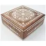 TARAKASHI Handmade Wooden Jewellery Box for Women Wooden Jewel Organizer Storage Box Hand Inlay with Intricate Inlay Gift Items - 6 inches square Medium size (Brown), 3 image