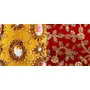 RAJASTHANI GOTA  PATTI PRODUCTS Velvet and Silk Jaipuri Clutch Handmade Handbag (Red Yellow), 4 image