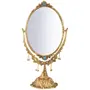 CHURU SILVERWARE Aluminium Frame Antique Look Double-Sided Vanity Mirror with Stand (Gold) (Tabletop Mount Oval framed), 5 image