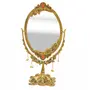 CHURU SILVERWARE Aluminium Frame Antique Look Double-Sided Vanity Mirror with Stand (Gold) (Tabletop Mount Oval framed), 2 image