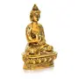 Buddha Idol Statue Metal Gold Plated Lord Blessing Buddha Idols Showpiece for Home Decor Living Room Table Top Garden Diwali Decoration Items & Gifting, 3 image