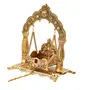 CHURU SILVERWARE Handicraft Metal Jhula for 0 to 2 No Laddu Gopal (Golden), 2 image