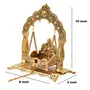 CHURU SILVERWARE Handicraft Metal Jhula for 0 to 2 No Laddu Gopal (Golden), 3 image