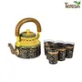 CHURU SILVERWARE Royale Kettle Set Iii With 6 Glasses & Holder Handicraft Decorative Tea Coffee Set 1000 milliliter, 2 image