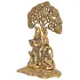 CHURU SILVERWARE White Metal Radha Krishan Sitting Idol (13 cm x 7 cm x 19 cm Gold), 2 image