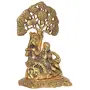CHURU SILVERWARE White Metal Radha Krishan Sitting Idol (13 cm x 7 cm x 19 cm Gold), 3 image