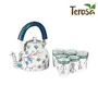 CHURU SILVERWARE Blossom Kettle Set I with 6 Glasses & Holder Handicraft Decorative Tea Coffee Set, 2 image