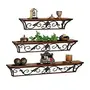WROUGHT IRON CRAFTS Floating Shelves Wall Mounted Set of 3Wood and Iron Wall Shelves for Bedroom Living Room Bathroom Kitchen (19 X 5 X 3.5 in Brown), 3 image