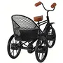 WROUGHT IRON CRAFTS Wood Wrought Iron Mini Rickshaw | Showpiece for Living Room | Toy Gifts Showcase Display Home Desktop Decor | Showpiece for Living Room | Toy for Kids | Indoor Toys - Black, 4 image