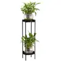 WROUGHT IRON CRAFTS Metal Plant Stand for Flower Pot Large Plant Stands Potted Holder Outdoor 2 Tier Plants Display Rack Shelf Double Tray Garden Round Supports for Planter (Pack of 1 Black), 2 image