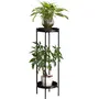 WROUGHT IRON CRAFTS Metal Plant Stand for Flower Pot Large Plant Stands Potted Holder Outdoor 2 Tier Plants Display Rack Shelf Double Tray Garden Round Supports for Planter (Pack of 1 Black), 3 image