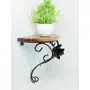 Online Collection Wooden & Wrought Iron Fancy Wall Bracket/Wall Shelf (Pack - 2) (Modern), 2 image