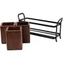 WROUGHT IRON CRAFTS Wood and Wrought Iron 3 Spoon Rack Holder Multipurpose Stand Table Organizer- Brown, 4 image