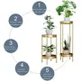 WROUGHT IRON CRAFTS Metal plant stand set of 2 Indoor outdoor pot stand/ Rack Decorative planter (White), 4 image