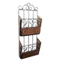 WROUGHT IRON CRAFTS Wrought Iron & Wooden Magazine Cum Newspaper Stand Basket Organizer for Home Living Room or Office Newspaper Magazine Holder etc.(67x27x11) Cm, 6 image