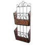 WROUGHT IRON CRAFTS Wrought Iron & Wooden Magazine Cum Newspaper Stand Basket Organizer for Home Living Room or Office Newspaper Magazine Holder etc.(67x27x11) Cm, 2 image