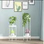 WROUGHT IRON CRAFTS Metal plant stand set of 2 Indoor outdoor pot stand/ Rack Decorative planter (White), 2 image