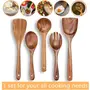 WROUGHT IRON CRAFTS Teak Wood Wooden Utensils for Cooking - Non-Stick Soft Comfortable Grip Wooden Cooking Utensils - Smooth Finish Teak Wooden Spoon Sets for Cooking (Set of 5), 3 image