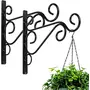 WROUGHT IRON CRAFTS Wall Brackets Plant Hanger Hook to Hang lanten Bird Feeder Plant Stand (2), 2 image