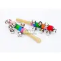 WROUGHT IRON CRAFTS colorful wooden rainbow handle jingle bell rattle toys pack of 2 rattle- Multi color, 2 image