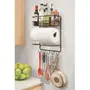 WROUGHT IRON CRAFTS Metal Kitchen/Bathroom Storage Rack Towel Holder/Paper Towel Holder with Hooks, 2 image